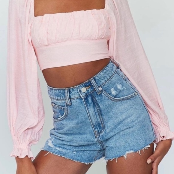 Princess Polly Light Denim Cut Offs, Size 2 - Picture 1 of 10